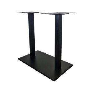 Super-Seat | Die Design Stehtischgestelle doppelt 108cm | Schwarze Metalltafel mit zwei vertikalen Säulen. | Horecameubilair