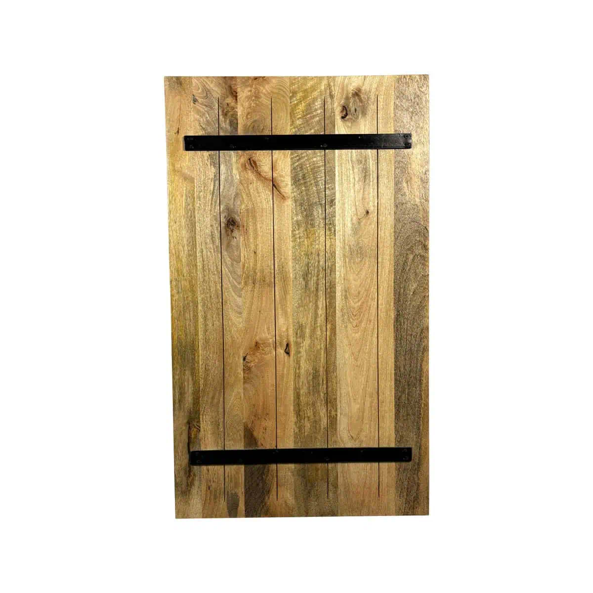 Super-Seat | Rechteckige Massivholz-Mangoholz Tischplatte, Natur, mit schwarzen Metallstreben, 120x70cm |. | Horecameubilair