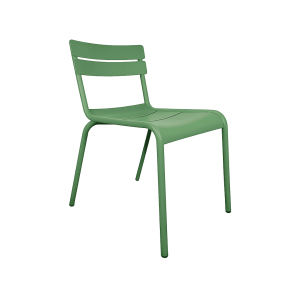 Super-Seat | The Luxembourg Terrassenstühle grün | Groene metalen stoel met gebogen zitting, horizontale latten en rechte poten. | Horecameubilair