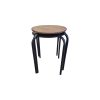Super-Seat | Stack Tabouret Vanitas Schulhocker | Schwarze Metallbeine, Sitz aus Naturholz, minimalistisches Design. | Catering Möbel