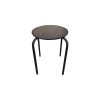 Super-Seat | Tabouret Vanitas Schulhocker schwarz | Minimalistischer runder Holzhocker, dunkelbraune Platte, drei schwarze Metallbeine. | Catering Möbel