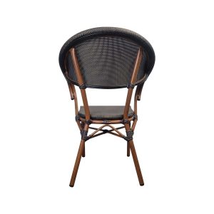Super-Seat | Textile hospitality patio chairs curved brown | Braunes Textil mit Kreuzgeflecht, runder Rückenlehne und dunklem Band. Perfekt für die Gastronomie. | Catering Möbel