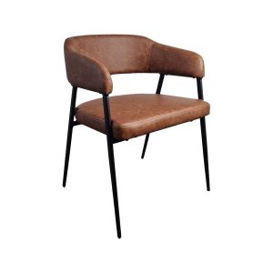 Super-Seat | The Maxwell Gastronomie-Armstühle Cognac | Bruin kunstleer met zwart metalen poten, comfortabele zitting en rugleuning. | Horecameubilair
