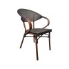 Super-Seat | Textile Hospitality Terrace Chairs Curved Brown | Dunkelbrauner Geflechtstuhl mit Holzbeinen und Metalldetails. | Catering Möbel