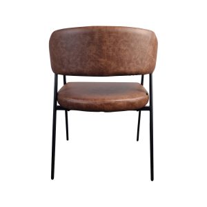 Super-Seat | The Maxwell Gastronomie-Armstühle Cognac | Cognacbruin leren stoel met zwart metalen poten, kussen rug & zitting, luxe uitstraling. | Horecameubilair