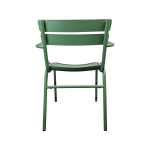 Super-Seat | The Luxembourg hospitality patio armchairs green | Grüner Metallstuhl; zwei horizontale Latten, geschwungener Sitz. | Catering Möbel