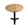 Super-Seat | Der Tivoli Teakholztisch (Terrasse) 70cm | Runder Teakholztisch, hellbraun, mit schwarzem Metall-Dreibeinfuß. | Catering Möbel