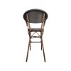 Super-Seat | The Textile hospitality (patio) bar stools curved brown | Hoher Stuhl mit braunem Metallgestell und schwarzem Netzsitz, ideal für die Bewirtung. | Catering Möbel