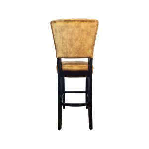 Super-Seat | The Lisa Rome Hospitality Barhocker | Rückenlehne aus ockerfarbenem Velours, Beine aus dunklem Holz. Luxuriöses und elegantes Design für das Gastgewerbe. | Catering Möbel