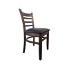 Super-Seat | Die Alessandro Holzbistrostühle | Dunkelbraunes Holz, Leiterlehne, runder schwarzer Ledersitz. Klassischer Charme. | Catering Möbel