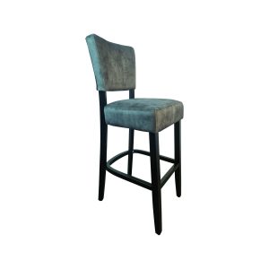 Super-Seat | Lisa Rome Hospitality Barhocker | Hochstuhl im Vintage-Stil mit dunklem Gestell, hellgrau gepolstertem Sitz und Rückenlehne. | Catering Möbel
