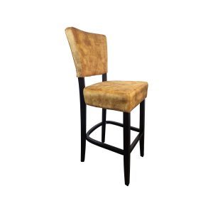 Super-Seat | Lisa Rome Hospitality Barhocker Velour Ocker | Stilvoller Barhocker mit braunem Velours, dunklen Holzbeinen, Fußstütze - perfekt für die Gastfreundschaft. | Catering Möbel