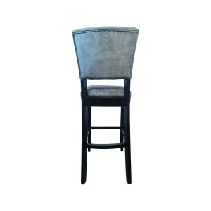 Super-Seat | Lisa Rome Vintage Hospitality Barstools | Graue Polsterung, dunkler Holzrahmen, Fußstütze. | Catering Möbel