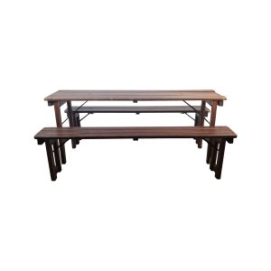 Super-Seat | Deluxe Biertischgarnituren | Holzlatten & stabiler Metallrahmen; Tisch 180x50cm mit 2 Bänken, ideal für den Außenbereich. | Catering Möbel