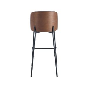 Super-Seat | Ein Design aus New York | Barhocker mit Holzsitz und schwarzen Metallbeinen, runder Sitz auf schlanken, kantigen Beinen. | Catering Möbel