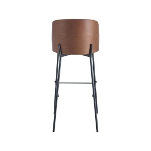 Super-Seat | Rückansicht der New Yorker Design-Barhocker | Holzsitz in Velours Mocha, schwarze Metallbeine, moderne Eleganz. | Catering Möbel