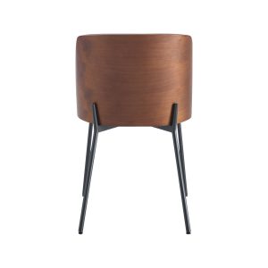 Super-Seat | The New York Design Stühle Holz Samt Mokka | Stuhl aus braunem Holz und schwarzem Metall mit glänzender Oberfläche. | Horecameubilair