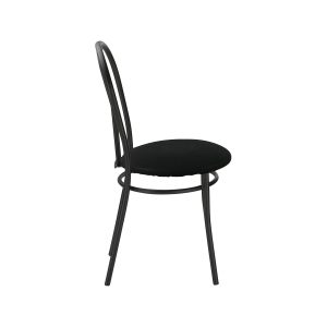 Super-Seat | Vienna Chair | Schwarzes Metallgestell, schwarzer Ledersitz, minimalistisch geschwungene Rückenlehne. | Catering Möbel