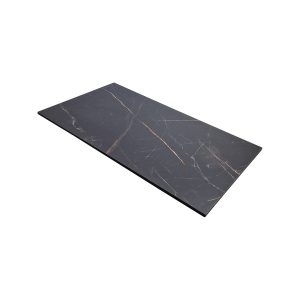 Super-Seat | Tischplatte aus schwarzem Melamin | Schwarzes Melamin mit weiß/braunen Tönen, schick und elegant für jede Einrichtung. | Catering Möbel