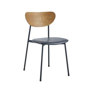 Super-Seat | Must Scandinavian design chairs | Stuhl mit Holzrückenlehne, dunkel gepolstertem Sitz und schlanken schwarzen Metallbeinen. | Catering Möbel