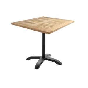 Super-Seat | Die Gastronomie-(Terrassen)tische Tivoli Teak 70x70cm | Viereckiges Teakholz mit Holzbrett, schwarzes Metall für vier Potenziometer, stabiler Tisch. |. | Horecameubilair