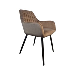 Super-Seat | The Diamant Gastronomiestühle Samt Mokka | Moderne Stühle aus mokkafarbenem Samt, Diamantpatroon, mit zwarte metalen poten en armleuningen. | Horecameubilair