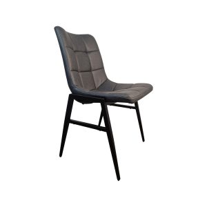 Super-Seat | The Houston Gastronomie Stapelstühle schwarz | Zwarte stapelstoel met donkergrijze bekleding, vierkante stiksel en zwarte metalen poten. | Horecameubilair
