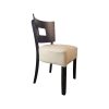 Super-Seat | The Lisa Curve Hospitality Chairs | Gestell aus Holz, dunkles Finish, cremefarbener Sitz, rechteckig ausgeschnittene Rückenlehne. Ideal für das Gastgewerbe. | Catering Möbel
