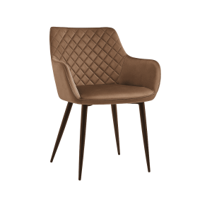 Super-Seat | The Diamond Samt Gastfreundschaft Stühle Mokka | Mokka-bruin fluweel, diamand stiksel, armleuningen, zwarte metalen poten. | Horecameubilair