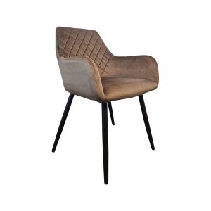 Super-Seat | The Diamant Gastronomiestühle Samt Mokka | Mokka bruin fluwelen stoel met zwarte metalen poten, gestikte rugleuning, modern uitstraling. | Horecameubilair