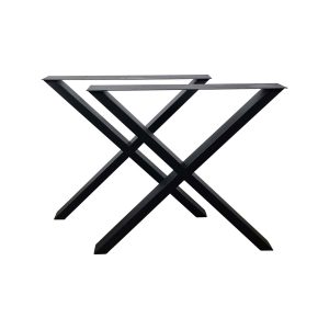 Super-Seat | Das SET aus 2 Metall-X-Tischbeinen | Schwarzer Metalltopf, modernes, minimalistisches Design, ideale Halterung für verschiedene Tische. | Horecameubilair