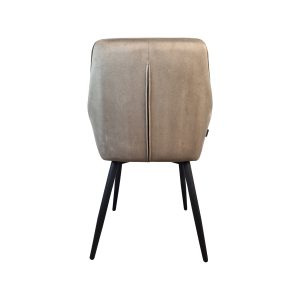 Super-Seat | Royce Samt-Gastronomie-Armstuhl | Champagnekleurige fluwelen stoel met taupe bekleding, zwarte poten, metalen onderstel. | Horecameubilair