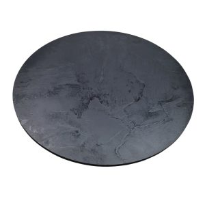 Super-Seat | Die HPL Gastlichkeit (Terrasse) Tischplatten Mondrelief schwarz rund 80cm | Schwarzer Schiefer, runde Form, raue Textur, natürliche Muster. | Catering Möbel