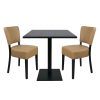 Super-Seat | The Hospitality Set Lisa taupe + Urban Tisch schwarzes Melamin 67x67cm | Schwarzer Melamintisch, quadratisch mit Bein; 2 taupefarbene gepolsterte Stühle mit schwarzen Beinen. | Catering Möbel