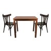 Super-Seat | Ein Hospitality-Set bestehend aus zwei schwarzen Thonet-Stühlen mit geschwungener Rückenlehne und einem Parker-Tisch braun café 80x80cm | Schwarze geschwungene Thonet-Stühle aus Holz & brauner Parker-Tisch aus Holz, mattschwarzer Rahmen, 80x80cm |. | Catering Möbel