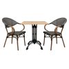 Super-Seat | The Hospitality Terrace Set Textilstühle + Werzalit Tisch Eiche 7 | Eiche Werzalit Tisch, schwarzes Metallgestell, 2 Textilstühle mit Armlehnen aus Holz in Schwarz mit geflochtener Sitzfläche |. | Catering Möbel