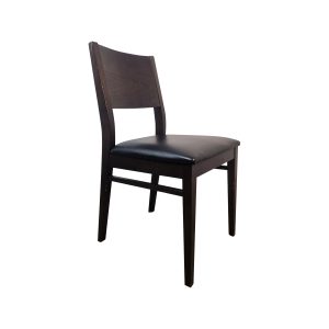 Super-Seat | The Jameson Bistro Chair | Schwarzer Ledersitz auf dunklem Holz, minimalistisches Design mit gebogener Rückenlehne und geraden Beinen. |. | Catering Möbel