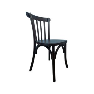 Super-Seat | Thonet Café Stapelstühle | Schwarze Holzstühle mit gebogener Rückenlehne, vertikalen Stangen und runder Sitzfläche. Elegantes Design. |. | Catering Möbel