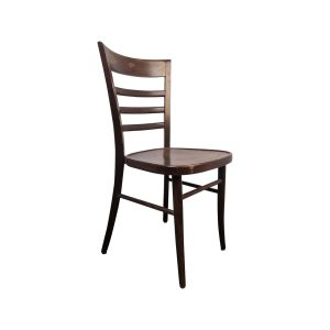 Super-Seat | Ein Tommy Thonet Holz-Caféstühle Nussbraun Stuhl | Gebogener, gebogener Holzstuhl mit rundem Sitz, horizontaler Lattenrost, vier Potentiometer |. | Horecameubilair
