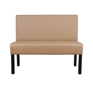 Super-Seat | Die Lisa Horeca Eetbank Bistro Taupe – 120 cm | Beigefarbene Stoffbank mit großem Teppich, schwarz, ideal für den Innenbereich im Gastronomiebereich. | Horecameubilair