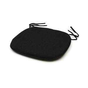 Super-Seat | The Cross Back Sitzkissen, Stuhlkissen schwarz | Zwart, rechthoekig kussen met afgeronde hoeken en stoffen strikbanden. | Horecameubilair
