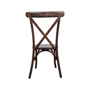 Super-Seat | Die Cross-Back Stapelstühle | Donnerbruine Houten Stoel mit gebogenem Rugleuning, X-Vorm-Unterstützung und Stevege Houtconstructie. | Horecameubilair
