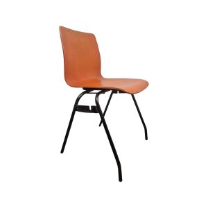 Super-Seat | Der Car Katwijk niederländischer stapelbarer Designstuhl | Braunes gebogenes Holz, schwarzes Metallgestell, moderner Stil. | Horecameubilair