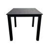 Super-Seat | The Empire Hospitality Table 80x80cm | Schwarze Melaminplatte, vier gerade Metallbeine, minimalistisch und modern, fotografiert auf Weiß. | Catering Möbel