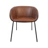Super-Seat | The Portland Designer Sessel cognac Leder | Cognacfarbener Ledersessel mit ähnlichen Nähten, runder Rückenlehne und schwarzen Metallbeinen. | Catering Möbel