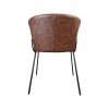 Super-Seat | The Portland Designersessel cognac Leder | Brauner Kunstledersessel mit geschwungenem Sitz & schwarzen Metallbeinen, Naht in der Mitte. | Catering Möbel