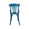 Super-Seat | The Sky Thonet Vintage Holzstühle mit Fächerlehne Blau | Blau, gebogenes Holz, vertikale Leisten, schräg gestellte Beine (Rückenansicht) |. | Horecameubilair