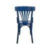 Super-Seat | Der Indigo Thonet Vintage Holzstuhl mit Fächerlehne Blau | Blau gebeizt hout, gebogener Teppich, vertikale Spijlen, runde Houten-Potenz |. | Horecameubilair