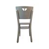 Super-Seat | Grauer Bistrostuhl aus Vintage-Holz; sichtbare Schrauben, leichte Abnutzung und dreieckiger Rückenausschnitt. | Catering Möbel