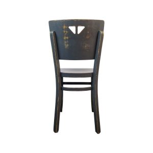 Super-Seat | The Dotty Deco wooden bistro chairs vintage black | Vintage wooden chair with black distressed finish, triangle cut-out, straight legs |. | Catering Möbel